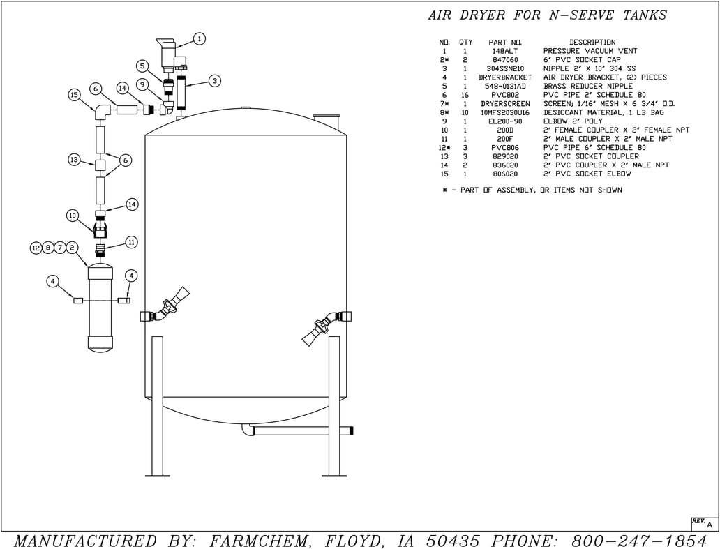 Air Dryer For NServe Tanks Exploded Parts Diagram
