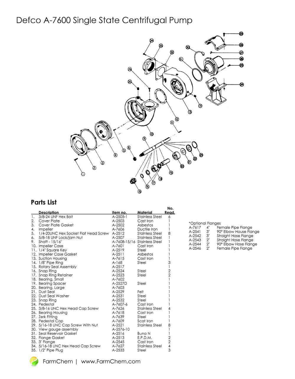 Defco A7600-F Exploded Diagram & Parts Breakdown